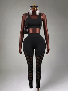 Mistrie Women Sports Leggings Solid Color Simple Fashion Daily Casual Yoga Pants - Black - View 5