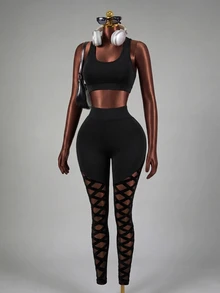 Mistrie Women Sports Leggings Solid Color Simple Fashion Daily Casual Yoga Pants - Black - View 4