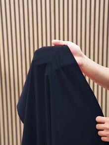Veslaya 加大码红色双层荷叶边裹身式侧系腰A字夏季度假连衣裙 - 藏蓝色 - 查看 5