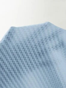 HIMLAND Loose Men Solid Waffle Knit Round Neck Casual T-Shirt, Summer, Couple Things, Vacation, Father's Day Gifts, Football - Baby Blue - View 8