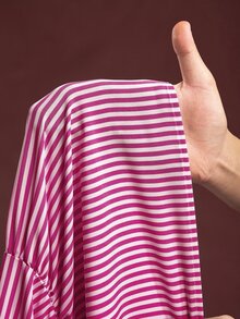 Veslaya 大尺碼女款夏季休閒傳統條紋短洋裝，適合上班、度假與辦公室穿著 - 玫紅色 - 查看 8
