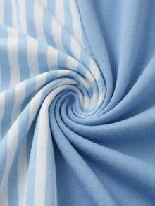 SHEIN Plus Size Blue Striped & Solid Pajama Pants 2 Packs For Women - Blue - View 5