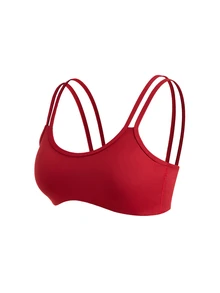 SHEIN Cheerettes 女款純色雙肩帶日常健身運動內衣 - 紅色 - 查看 8