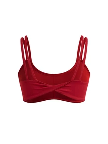 SHEIN Cheerettes 女款純色雙肩帶日常健身運動內衣 - 紅色 - 查看 4