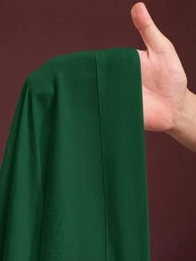 Slaydiva Vestido camisero de unicolor casual para tallas grandes - Verde Oscuro - Ver 7