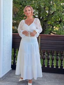 Jeta Ari 100% Washed Cotton White Woven Waist Gathered Women's Skirt, Suitable For Spring/Summer, Versatile Style, Vacation - White - View 5
