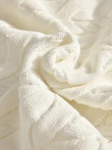 CLARA VERO Cream Half Zip Cable Knit Oversized Sweater, Loose Fit, Ideal For Layering On Casual Days - White - View 11