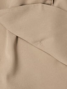 SHEIN MOD Jaket Kasual Lengan Panjang Kancing Ganda Warna Polos untuk Wanita Ukuran Besar - Khaki - View 4