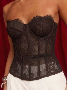 Nuvra Women's Floral Lace Fashion Shaping Sexy Bandeau Top - Brown - View 8