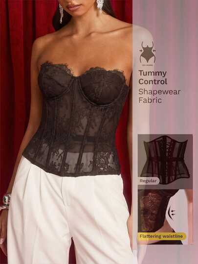 Nuvra Top a fascia sexy modellante in pizzo floreale alla moda da donna