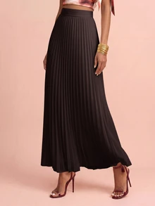 QUIZ Schokoladenbrauner Maxirock mit hoher Taille und Falten, elastischer Rücken, eleganter langer Rock, brauner Rock für Frauen, Damen Herbst Winter Rock, Herbst Outfits für Frauen, Herbst Kleidung für Frauen, Winter Kleidung für Frauen, formelle Kleidung, Hochzeitsgast Outfit, Party Outfit, Date Night Outfit, Urlaubs Outfits für Frauen, schicker lässiger Rock - Schokoladenbraun - Übersicht 3