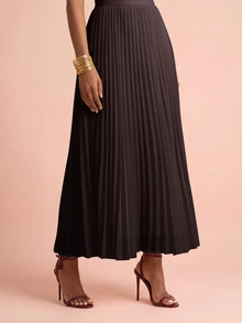 QUIZ Schokoladenbrauner Maxirock mit hoher Taille und Falten, elastischer Rücken, eleganter langer Rock, brauner Rock für Frauen, Damen Herbst Winter Rock, Herbst Outfits für Frauen, Herbst Kleidung für Frauen, Winter Kleidung für Frauen, formelle Kleidung, Hochzeitsgast Outfit, Party Outfit, Date Night Outfit, Urlaubs Outfits für Frauen, schicker lässiger Rock - Schokoladenbraun - Übersicht 4