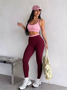 SHEIN Dewbera Women's Seamless Multi-Color Sports Set Tank Top & Leggings - Multicolor - View 1
