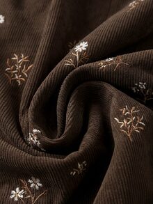 Modelyn Plus Size Vintage Fashion Embroidered Pocket Pants For Vacation And Travel - Coffee Brown - View 3