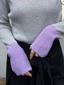 FRIFUL Women's Colorblock Casual Daily Wear Long Sleeve Sweater - Grey - View 5