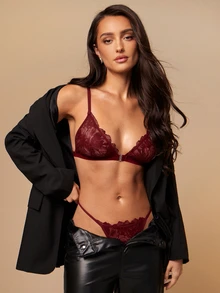 Silquee 6-Piece Sexy Lace Patchwork Front Closure Lingerie Set For Women - Multicolor - View 10