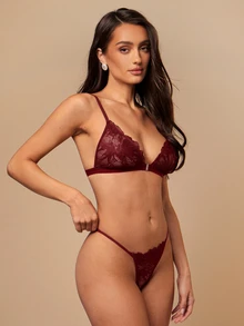 Silquee 6-Piece Sexy Lace Patchwork Front Closure Lingerie Set For Women - Multicolor - View 7
