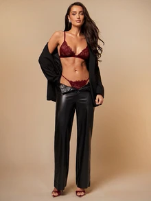 Silquee 6-Piece Sexy Lace Patchwork Front Closure Lingerie Set For Women - Multicolor - View 9