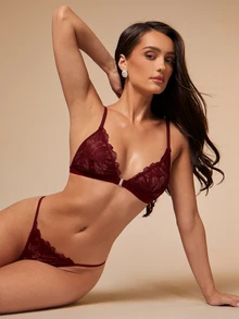 Silquee 6-Piece Sexy Lace Patchwork Front Closure Lingerie Set For Women - Multicolor - View 8