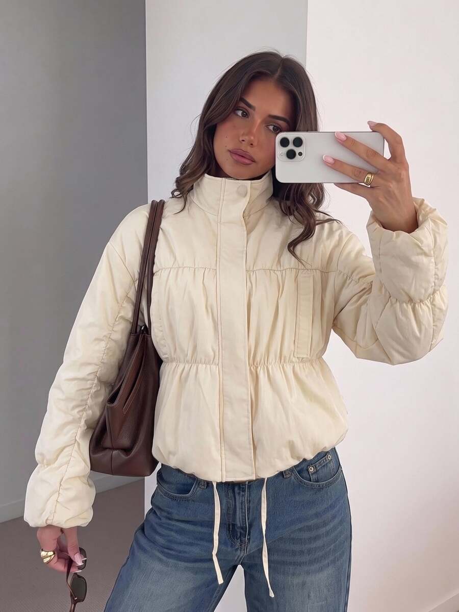Siren Gaze Women's New Autumn/Winter Loose Fit Stand Collar Jacket - Apricot - View 1