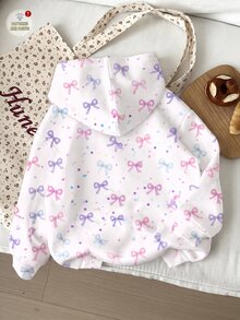 Young Girl Cute Cartoon Girl Group Print Sweatshirt (K-Pop Superstar Style, Bow Element), Suitable For Autumn/Winter Wear - Multicolor - View 3