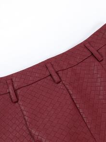 INAWLY Women's Burgundy Woven Leather Shorts - Burgundy - View 5