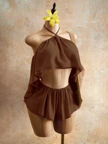 Mistrie Mono sin espalda con cuello halter para el verano - Café integral - Ver 8