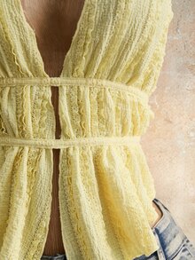 Mistrie Women's Jacquard Knit Sexy Backless Camisole Top For Vacation Akon And Neyo - Light Yellow - View 8