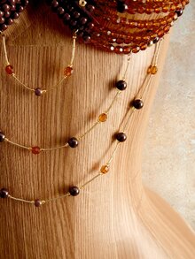 Mistrie Women's Beaded Boho Crystal Beaded Tank Top, Island Beach Vacation Shades Of Brown Summer - Coffee Brown - View 9