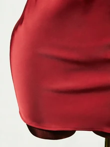 Mistrie Women's Summer Spaghetti Strap Deep V-Neck Casual Sexy Dress Night Out Club Red - Red - View 9