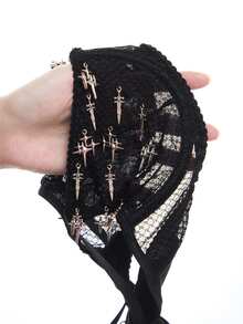 Mistrie Women's Spring/Summer Punk Sexy Cross Decor Camisole Tank Top - Black - View 11