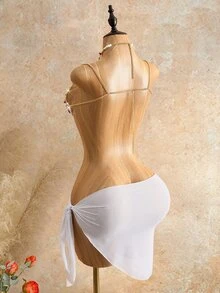 Mistrie 女款夏季細肩帶背心上衣，性感熱帶島嶼海灘度假風紅白條紋與條紋設計 - 紅色 - 查看 6