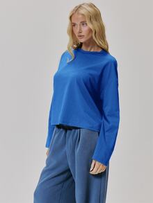 MUSERA Blue Back Graphic Detail Long Sleeve Top Fall Autumn Winter Coolgirl Style Casual - Blue - View 4