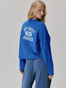 MUSERA Blue Back Graphic Detail Long Sleeve Top Fall Autumn Winter Coolgirl Style Casual - Blue - View 1