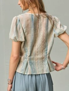 SoleilVie Women's Lace Patchwork Casual Versatile Daily Wear Blouse - Multicolor - View 3
