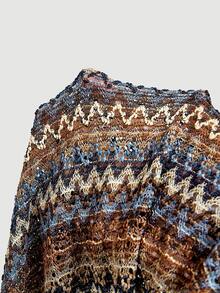 SHEIN MOD Gaun Liburan Elegan Jacquard Colorblock untuk Wanita - MultiWarna - View 8