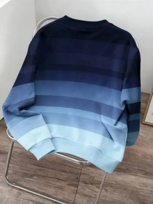 OldRiff 男士时尚蓝色渐变套头衫 - 藍色 - 查看 3