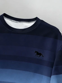 OldRiff 男士时尚蓝色渐变套头衫 - 藍色 - 查看 4