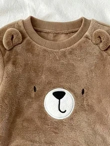 Young Boy Warm Top And Pants Loungewear Autumn Winter - Khaki - View 9