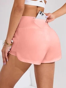 Sovereign Charm Women's Solid Color Minimalist Casual Sports Shorts - Pink - View 6