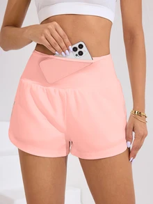 Sovereign Charm Women's Solid Color Minimalist Casual Sports Shorts - Pink - View 4