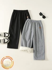 SHEIN Kids 2PCS Young Boys Sweatpants Winter - Multicolor - View 4