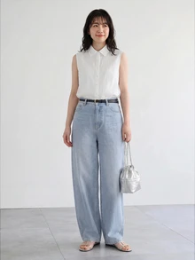 Yumoku 休閒百搭極簡純色無袖上衣 - 白色 - 查看 4