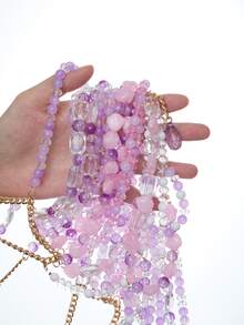 Mistrie Women's Lilac Purple Crystal Beaded Halter Camisole Top, Summer 70's Party Disco Rave, Y2K Sequin Rhinestone Beach Vacation Mesh Club Wear - Mauve Purple - View 10