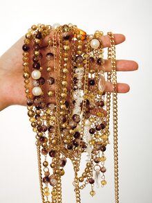 Mistrie Women's Tropical Beaded Camisole Top, Beach Concert Rave Vacation Resort Spaghetti Strap Crystal Strap Hollow Out White And Gold Summer Bohemian Fancy - Brown - View 10