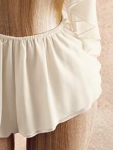 Mistrie Summer Sexy Tropical Solid Color Backless Halter Neck Romper Beach Vacation Off-White - Apricot - View 7