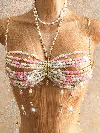 Mistrie Women's White And Pink Summer Camisole Top, Seductive Belly Dancer, Rave Island Beach Resort Dance, Theatre Burlesque Showgirl