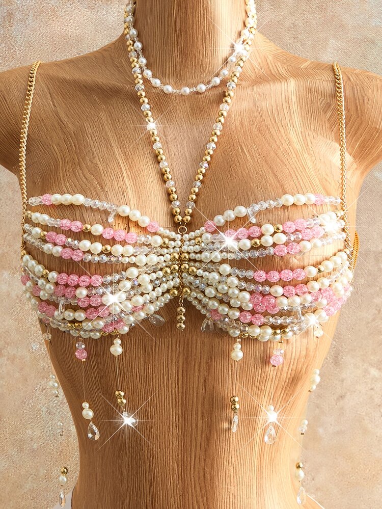 Mistrie Women's White And Pink Summer Camisole Top, Seductive Belly Dancer, Rave Island Beach Resort Dance, Theatre Burlesque Showgirl - Pink - View 7