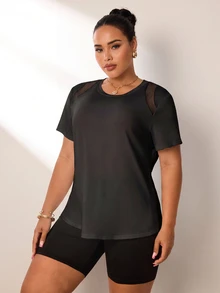 Rhythm Era Women's Plus Size Backless Short Sleeve Sports T-Shirt - Black - View 5