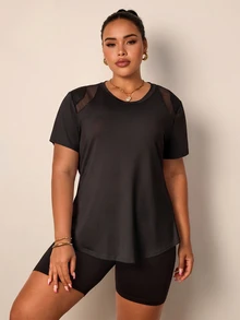 Rhythm Era Women's Plus Size Backless Short Sleeve Sports T-Shirt - Black - View 3